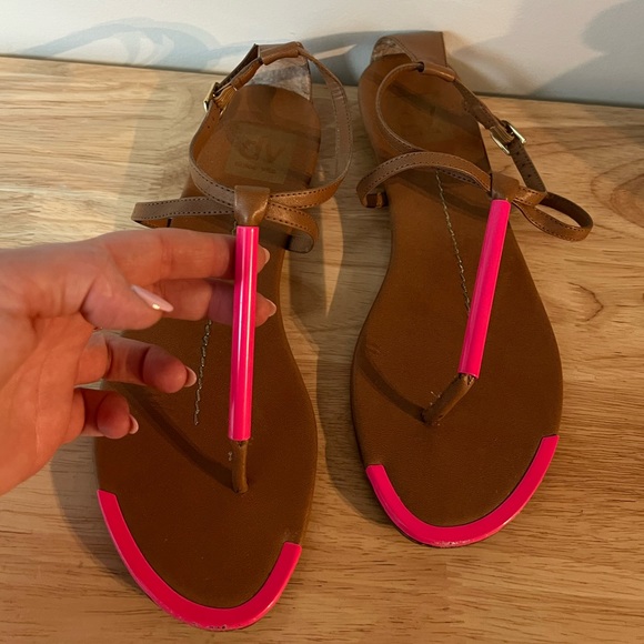 Dolce Vita sandals, hot pink and tan - Picture 2 of 8